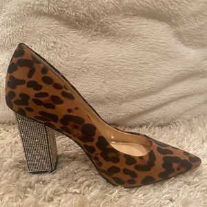 Jessica Simpson rhinestone heel leopard pumps
